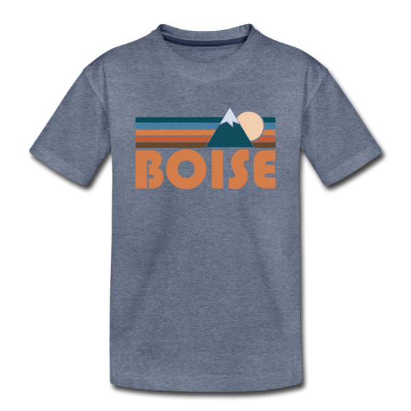 Boise, Idaho Toddler T-Shirt - Retro Mountain Boise Toddler Tee - heather blue