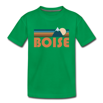 Boise, Idaho Toddler T-Shirt - Retro Mountain Boise Toddler Tee - kelly green