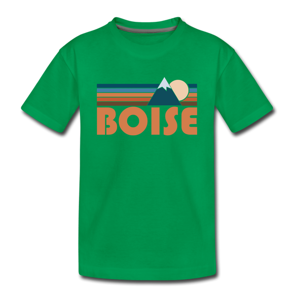 Boise, Idaho Toddler T-Shirt - Retro Mountain Boise Toddler Tee - kelly green