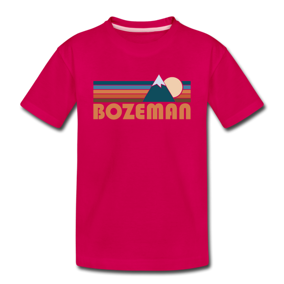 Bozeman, Montana Toddler T-Shirt - Retro Mountain Bozeman Toddler Tee - dark pink