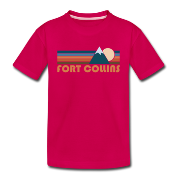 Fort Collins, Colorado Toddler T-Shirt - Retro Mountain Fort Collins Toddler Tee - dark pink