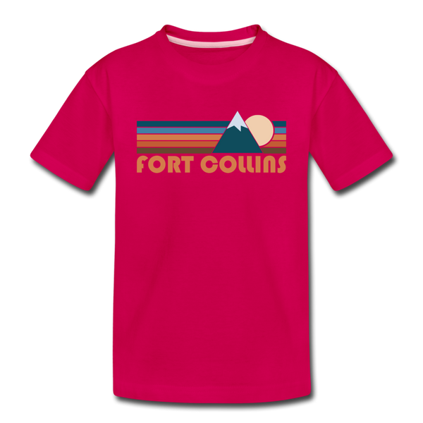 Fort Collins, Colorado Toddler T-Shirt - Retro Mountain Fort Collins Toddler Tee - dark pink