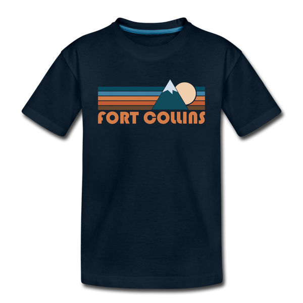 Fort Collins, Colorado Toddler T-Shirt - Retro Mountain Fort Collins Toddler Tee - deep navy