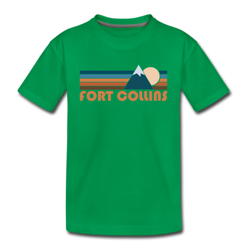 Fort Collins, Colorado Toddler T-Shirt - Retro Mountain Fort Collins Toddler Tee - kelly green