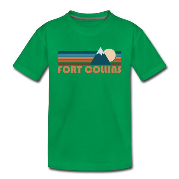Fort Collins, Colorado Toddler T-Shirt - Retro Mountain Fort Collins Toddler Tee - kelly green