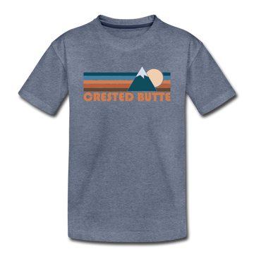 Crested Butte, Colorado Toddler T-Shirt - Retro Mountain Crested Butte Toddler Tee - heather blue