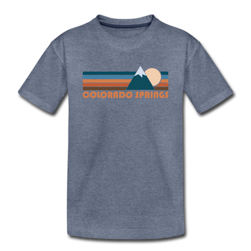 Colorado Springs, Colorado Toddler T-Shirt - Retro Mountain Colorado Springs Toddler Tee - heather blue
