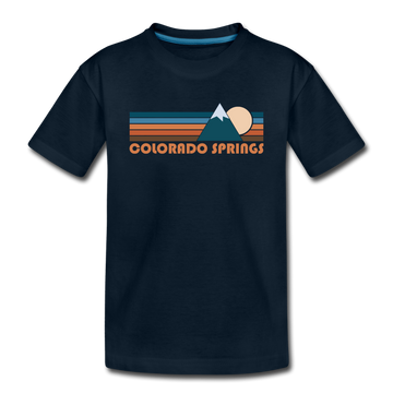 Colorado Springs, Colorado Toddler T-Shirt - Retro Mountain Colorado Springs Toddler Tee - deep navy