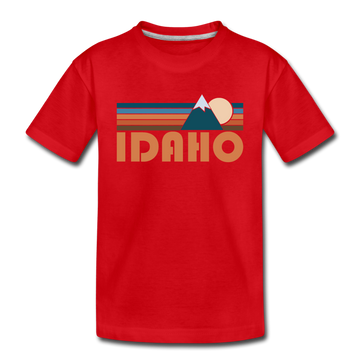Idaho Toddler T-Shirt - Retro Mountain Idaho Toddler Tee - red