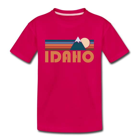 Idaho Toddler T-Shirt - Retro Mountain Idaho Toddler Tee - dark pink