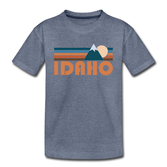 Idaho Toddler T-Shirt - Retro Mountain Idaho Toddler Tee - heather blue