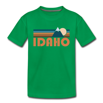 Idaho Toddler T-Shirt - Retro Mountain Idaho Toddler Tee - kelly green