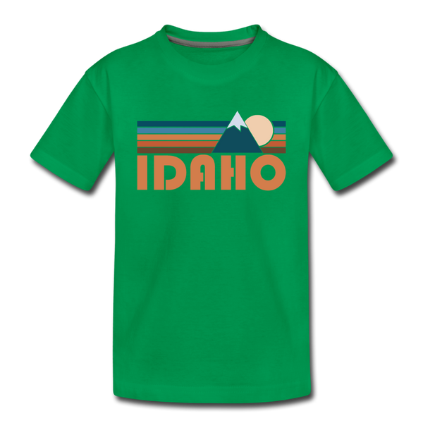 Idaho Toddler T-Shirt - Retro Mountain Idaho Toddler Tee - kelly green