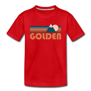 Golden, Colorado Toddler T-Shirt - Retro Mountain Golden Toddler Tee - red