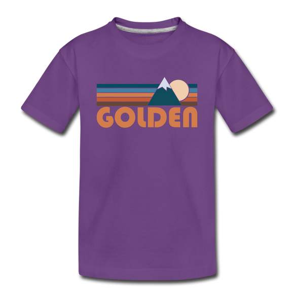 Golden, Colorado Toddler T-Shirt - Retro Mountain Golden Toddler Tee - purple