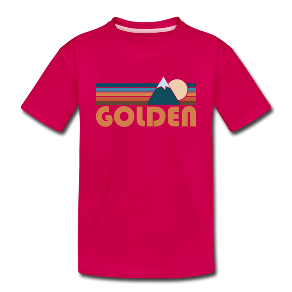 Golden, Colorado Toddler T-Shirt - Retro Mountain Golden Toddler Tee - dark pink