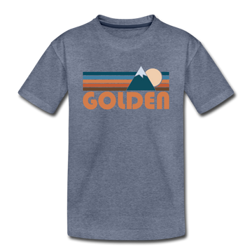 Golden, Colorado Toddler T-Shirt - Retro Mountain Golden Toddler Tee - heather blue