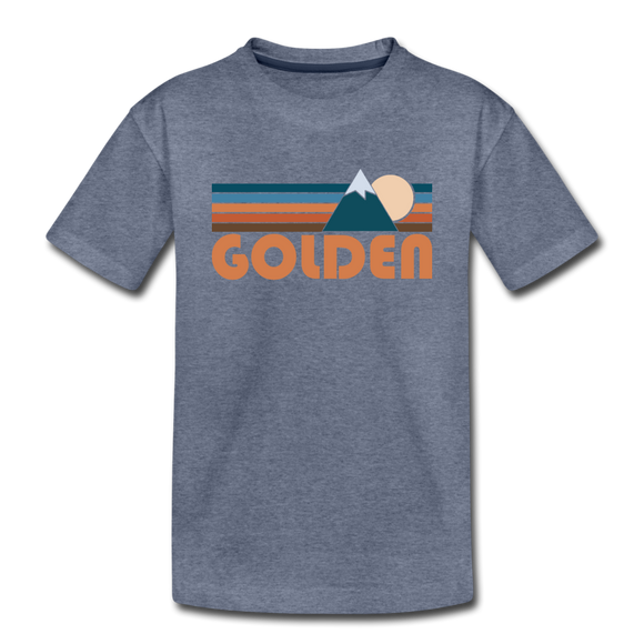 Golden, Colorado Toddler T-Shirt - Retro Mountain Golden Toddler Tee - heather blue