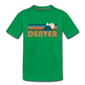 Denver, Colorado Toddler T-Shirt - Retro Mountain Denver Toddler Tee - kelly green