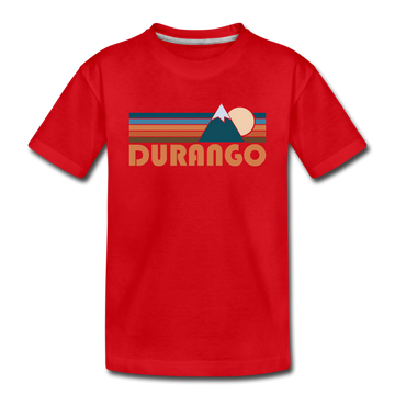 Durango, Colorado Toddler T-Shirt - Retro Mountain Durango Toddler Tee - red
