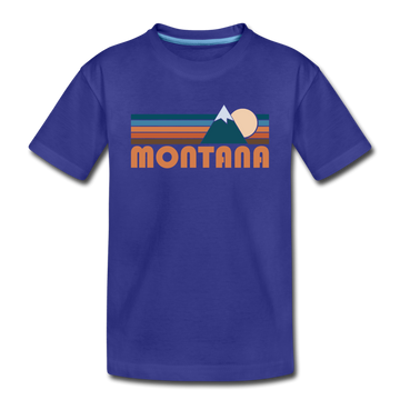 Montana Toddler T-Shirt - Retro Mountain Montana Toddler Tee - royal blue