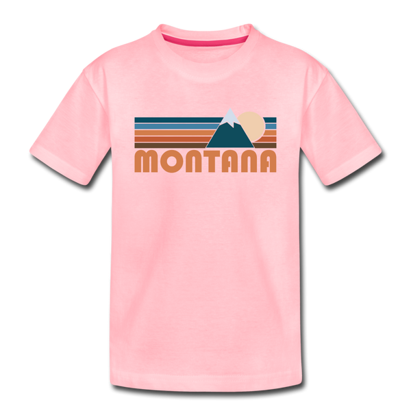 Montana Toddler T-Shirt - Retro Mountain Montana Toddler Tee - pink