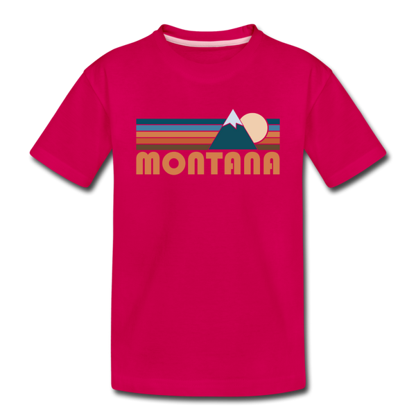 Montana Toddler T-Shirt - Retro Mountain Montana Toddler Tee - dark pink