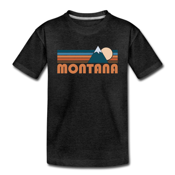 Montana Toddler T-Shirt - Retro Mountain Montana Toddler Tee - charcoal gray