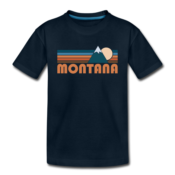 Montana Toddler T-Shirt - Retro Mountain Montana Toddler Tee - deep navy