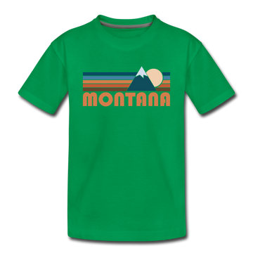Montana Toddler T-Shirt - Retro Mountain Montana Toddler Tee - kelly green
