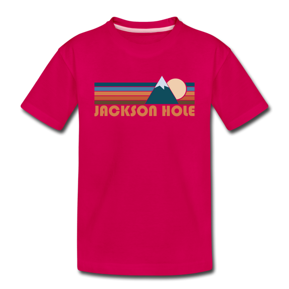 Jackson Hole, Wyoming Toddler T-Shirt - Retro Mountain Jackson Hole Toddler Tee - dark pink