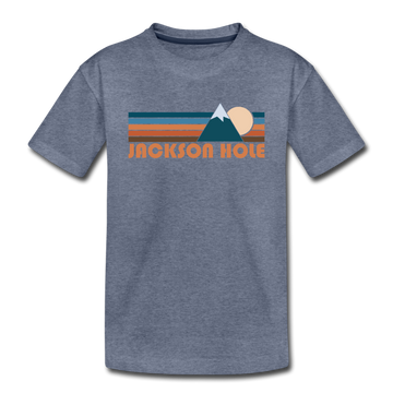 Jackson Hole, Wyoming Toddler T-Shirt - Retro Mountain Jackson Hole Toddler Tee - heather blue