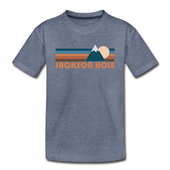 Jackson Hole, Wyoming Toddler T-Shirt - Retro Mountain Jackson Hole Toddler Tee - heather blue