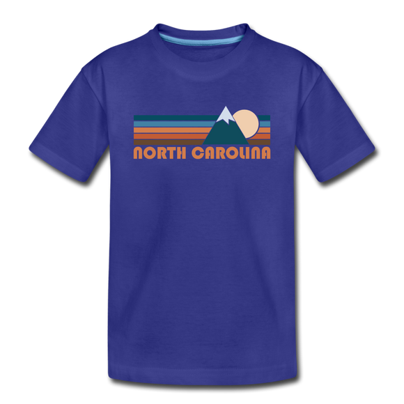 North Carolina Toddler T-Shirt - Retro Mountain North Carolina Toddler Tee - royal blue