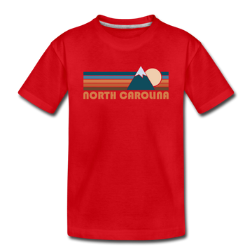 North Carolina Toddler T-Shirt - Retro Mountain North Carolina Toddler Tee - red