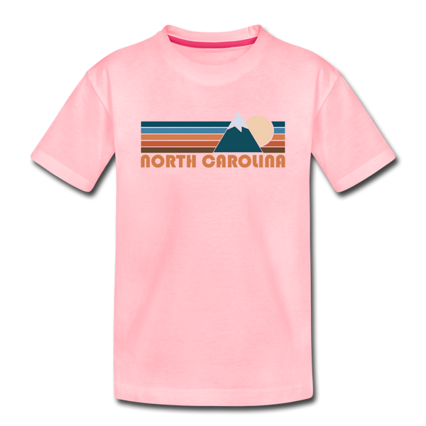 North Carolina Toddler T-Shirt - Retro Mountain North Carolina Toddler Tee - pink
