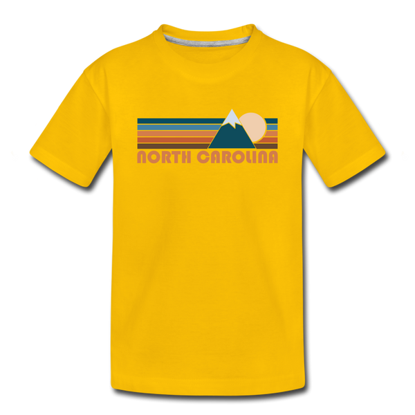 North Carolina Toddler T-Shirt - Retro Mountain North Carolina Toddler Tee - sun yellow