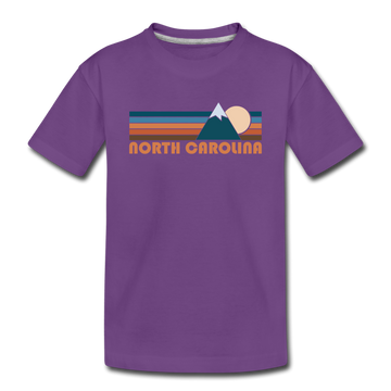 North Carolina Toddler T-Shirt - Retro Mountain North Carolina Toddler Tee - purple