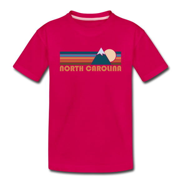 North Carolina Toddler T-Shirt - Retro Mountain North Carolina Toddler Tee - dark pink
