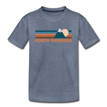 North Carolina Toddler T-Shirt - Retro Mountain North Carolina Toddler Tee - heather blue