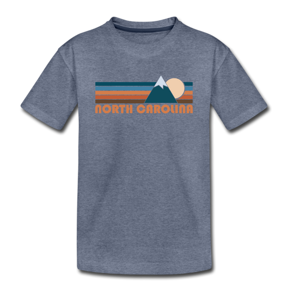 North Carolina Toddler T-Shirt - Retro Mountain North Carolina Toddler Tee - heather blue