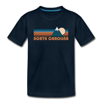 North Carolina Toddler T-Shirt - Retro Mountain North Carolina Toddler Tee - deep navy