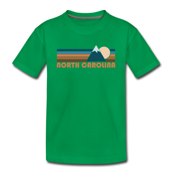 North Carolina Toddler T-Shirt - Retro Mountain North Carolina Toddler Tee - kelly green