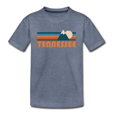 Tennessee Toddler T-Shirt - Retro Mountain Tennessee Toddler Tee - heather blue