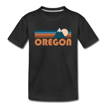 Oregon Toddler T-Shirt - Retro Mountain Oregon Toddler Tee - black