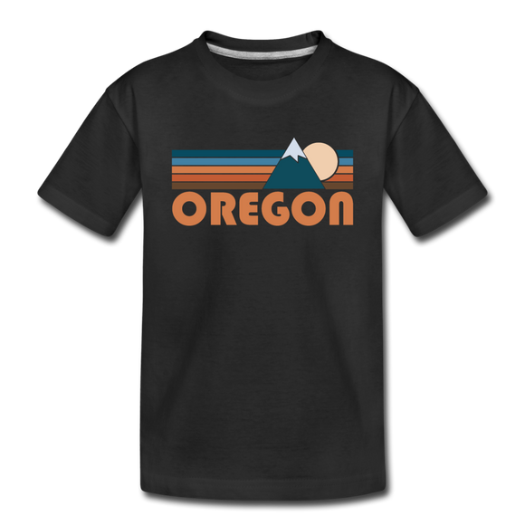 Oregon Toddler T-Shirt - Retro Mountain Oregon Toddler Tee - black
