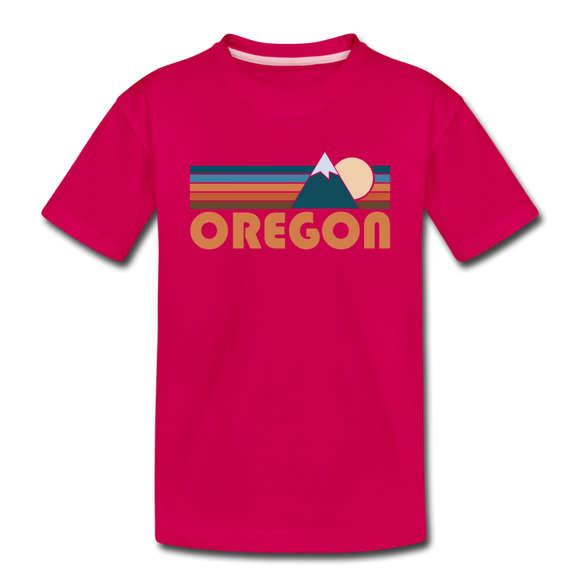 Oregon Toddler T-Shirt - Retro Mountain Oregon Toddler Tee - dark pink