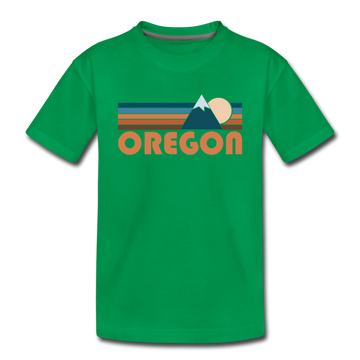 Oregon Toddler T-Shirt - Retro Mountain Oregon Toddler Tee - kelly green