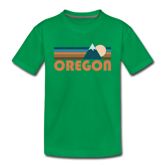 Oregon Toddler T-Shirt - Retro Mountain Oregon Toddler Tee - kelly green