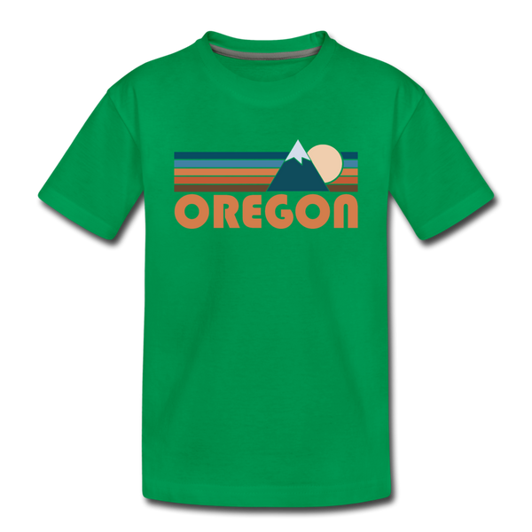 Oregon Toddler T-Shirt - Retro Mountain Oregon Toddler Tee - kelly green